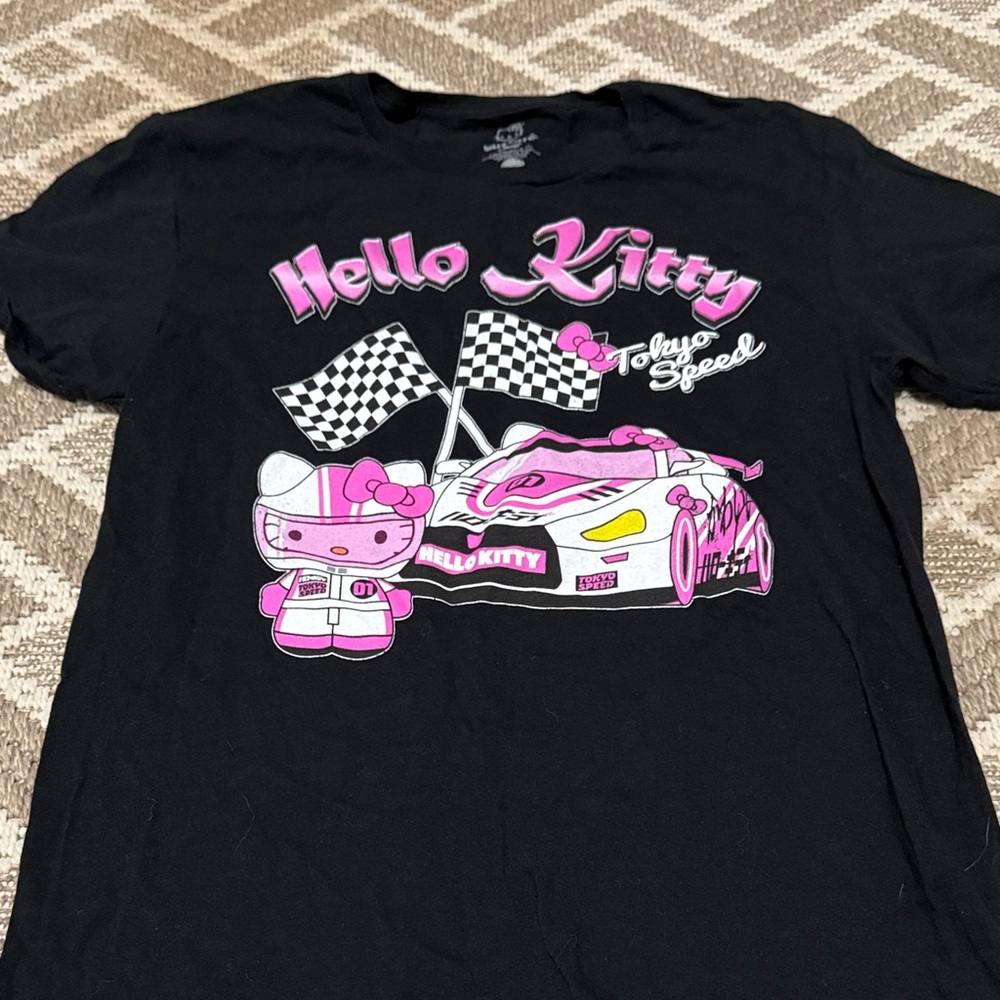 Hello Kitty Black and Pink Tokyo Speed Men’s small T Shirt